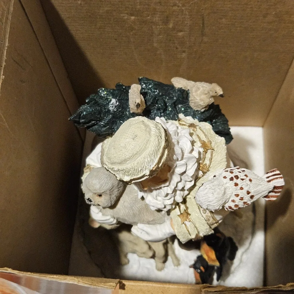 Vintage Kirklands Cedar Creek White Santa With Animals 12